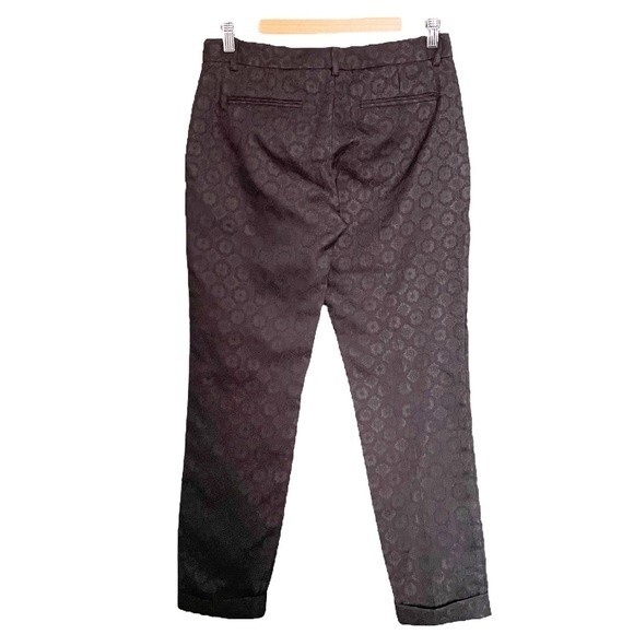 Theory Women's Ankle Dress Pants Size 6 Black Jacquard Slim Career Evening Pant - Picture 5 of 13